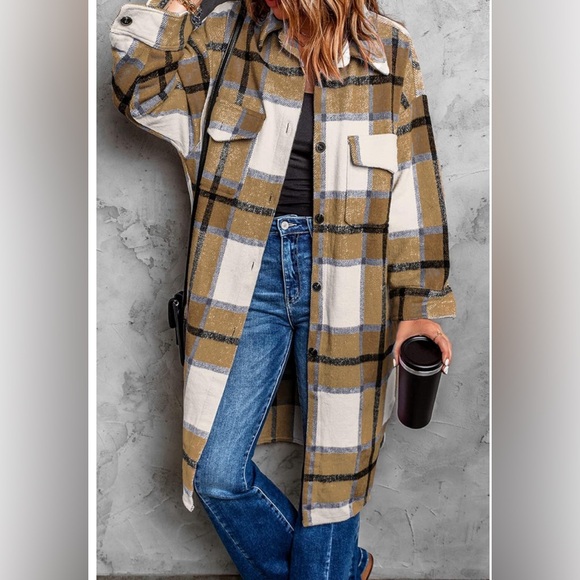 Womens Long flat Jacket Long Sleeve Button Down flannel (chose Color/SZ - Picture 3 of 14